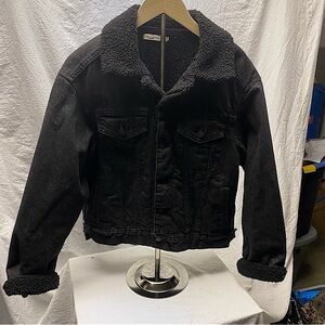 Azul by Moussy black western cowgirl core black denim and fleece jacket. medium